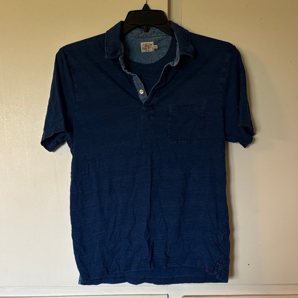 Heathered blue Faherty polo